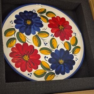 New-AUTENTICA CERAMICS 13.2" Extra Large Hand Flat Cake Plate, Pizza Serving